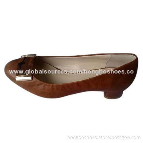 Mid Heel Dress Shoe with Round Toe, Pony Hair Bow, Leather Upper, Comfortable Insole